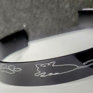 Hand Crafted Engraved Cuff Bracelet Black Cat